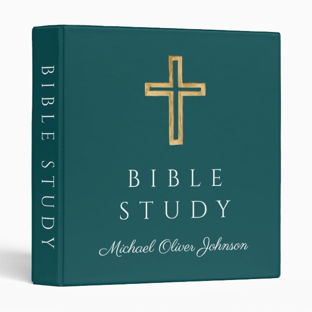 Modern Religious Cross Green Bible Study 3 Ring Binder (Front/Spine)