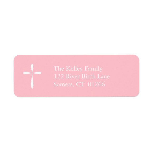Modern Religious Cross, Pink Address Label (Front)