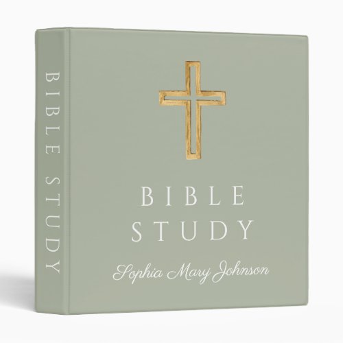 Modern Religious Cross Sage Green Bible Study 3 Ring Binder