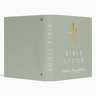 Modern Religious Cross Sage Green Bible Study 3 Ring Binder