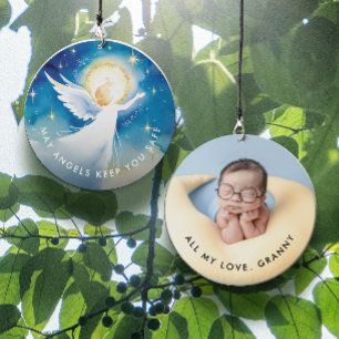 Modern Religious Guardian Angel Watercolor Photo Wind Chime