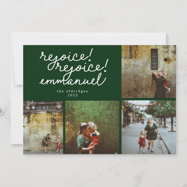 Modern Religious Handwritten Christmas Photo Card (Front)