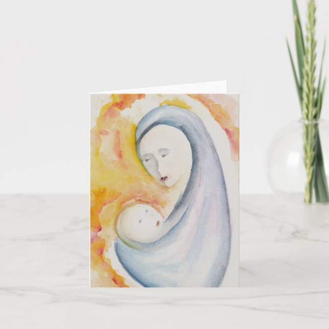 Modern Religious Madonna and Child Blank Thank You Card (Front)