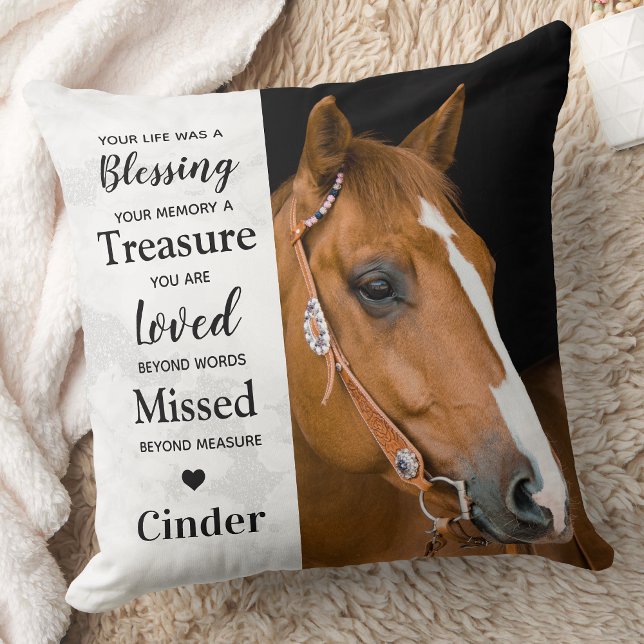 Modern Remembrance Personalized 2 Photo Memorial Throw Pillow (Creator Uploaded)