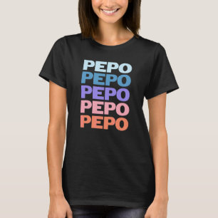 Modern Repeated Text Pepo Grandpa Granddad T-Shirt