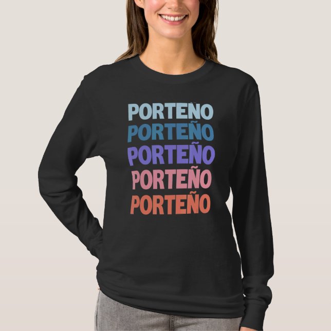 Modern Repeated Text Porteño Buenos Aires T-Shirt (Front)
