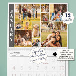 Modern Repeating 12 Photo Collage Custom Color Calendar<br><div class="desc">Create your own personal yearly photo calendar utilizing this easy-to-upload photo collage grid template in a mosaic or patchwork style with 12 pictures in various shapes and sizes both horizontal and vertical to accommodate a wide range of photographic subjects. Upload your 12 photos once and the same design repeats monthly....</div>