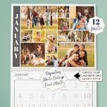 Modern Repeating 12 Photo Collage Custom Color Calendar<br><div class="desc">Create your own personal yearly photo calendar utilizing this easy-to-upload photo collage grid template in a mosaic or patchwork style with 12 pictures in various shapes and sizes both horizontal and vertical to accommodate a wide range of photographic subjects. Upload your 12 photos once and the same design repeats monthly....</div>