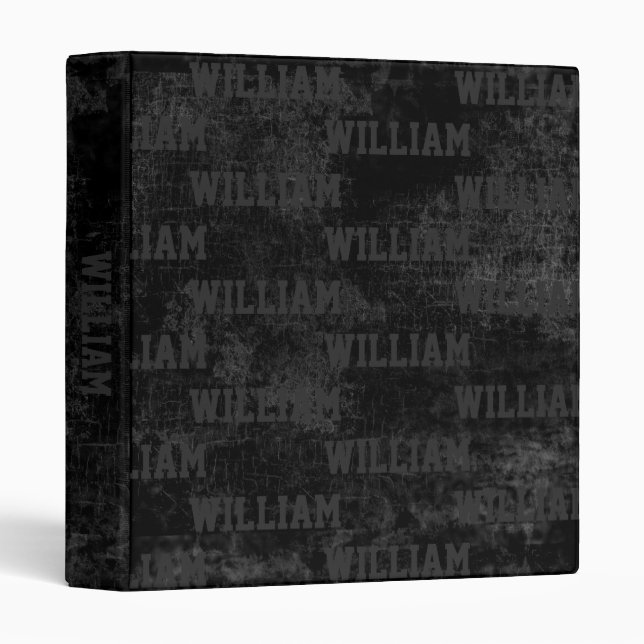 Modern Repeating Name on Aged Black 3 Ring Binder (Front/Spine)