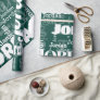 Modern Repeating Name Pattern Emerald Green White Wrapping Paper