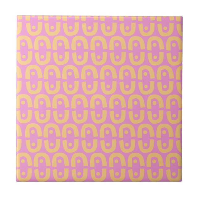 Modern Repeating Shapes Abstract Design Ceramic Tile (Front)