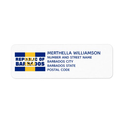 Modern REPUBLIC BARBADOS Return Address Label