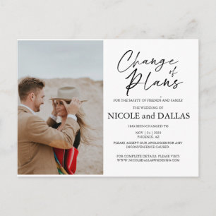 Modern Rescheduled Wedding Change of Plans Date Postcard