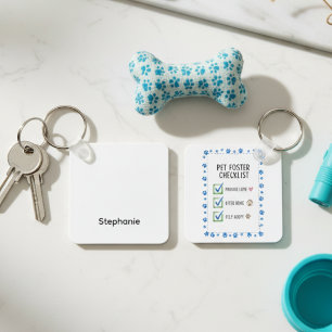 Modern Rescue Advocate Birthday Foster Checklist Keychain