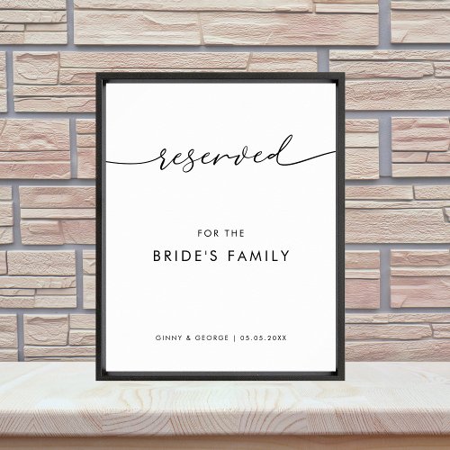 Modern Reserved for Brides Family Wedding Sign