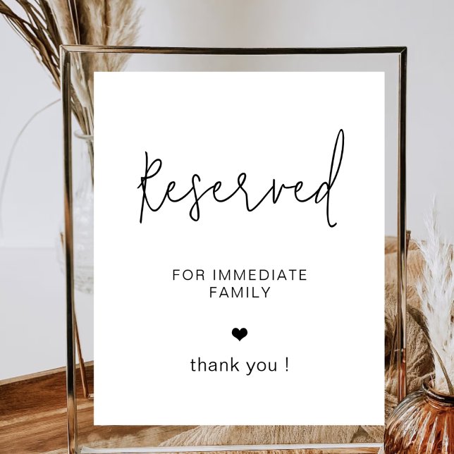 Modern Reserved For Family Simple Wedding Party Poster (Creator Uploaded)