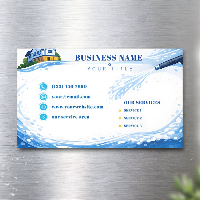 Modern Residential pressure washing Depth Business Card Magnet (Creator Uploaded)
