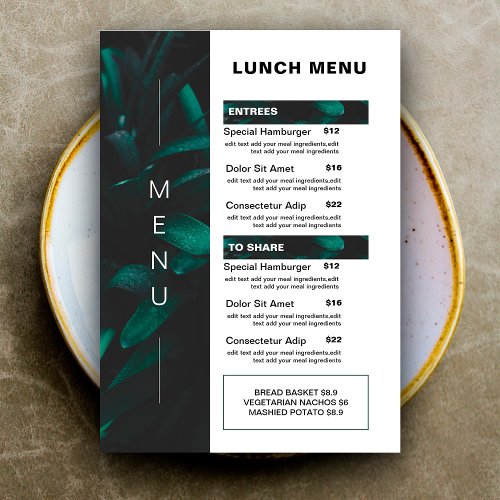 Modern Restaurant Lunch Food Menu  Price List