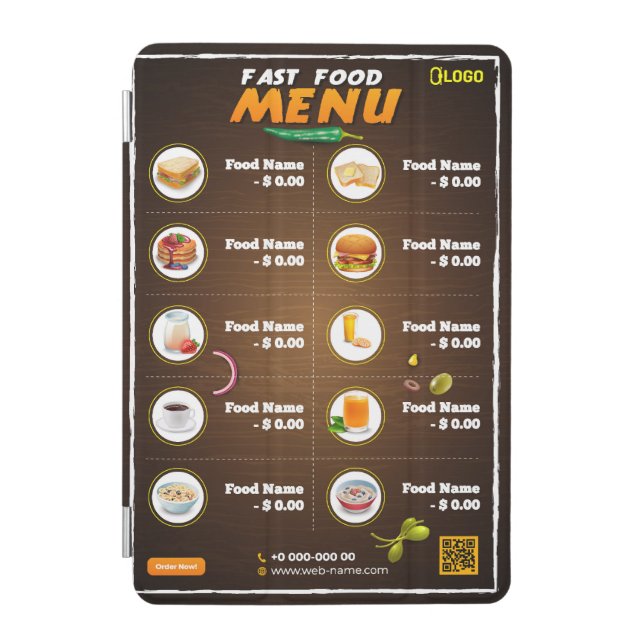 Modern Restaurant Menu iPad Mini Cover (Front)