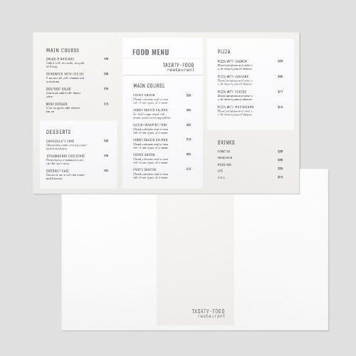 Modern Restaurant Menu White and Cream