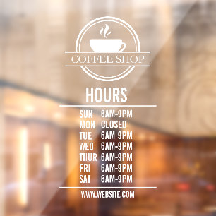 Modern Restaurant or Shop Business Hours Window Cling