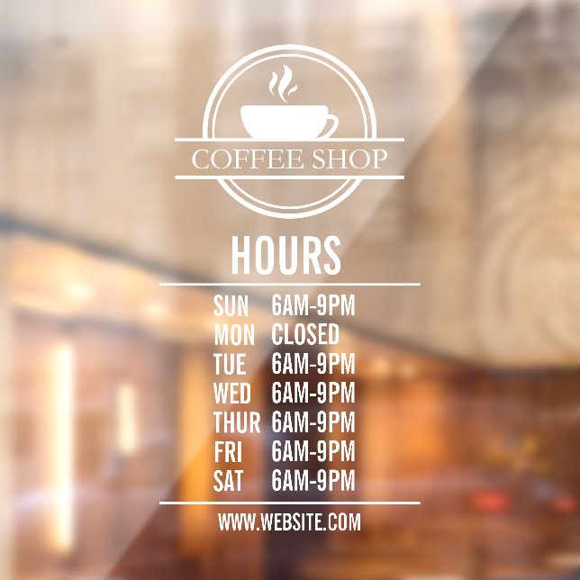 Modern Restaurant or Shop Business Hours Window Cling (Sheet 2)