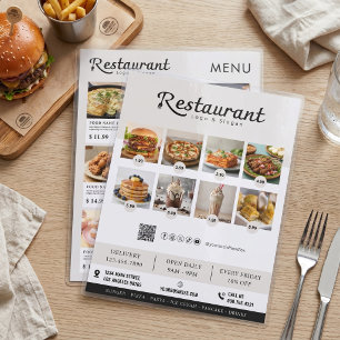 Modern Restaurant Photo Menu with QR Code