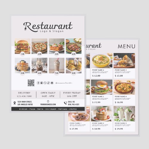 Modern Restaurant Photo Menu with QR Code