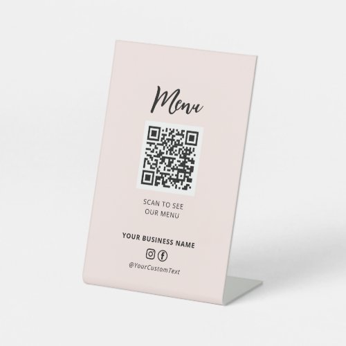 Modern Restaurants Menu QR code Social Media Sign