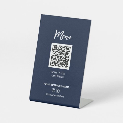 Modern Restaurants Menu QR code Social Media Sign