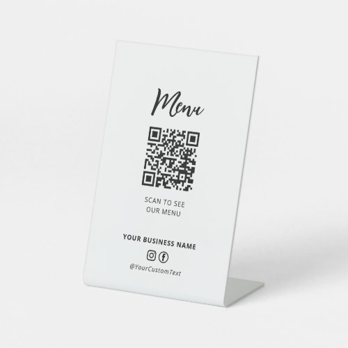 Modern Restaurants Menu QR code Social Media Sign