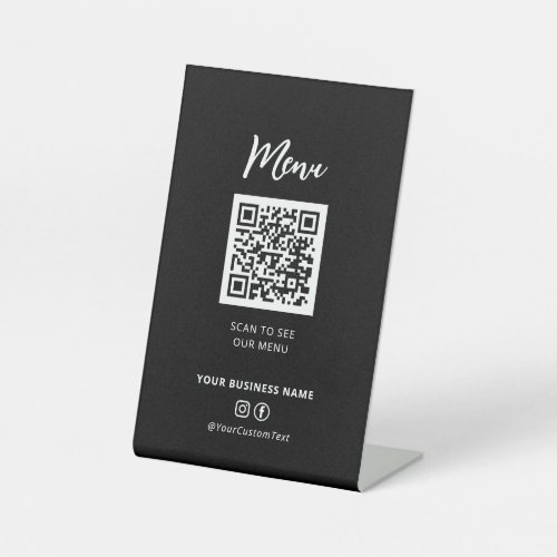 Modern Restaurants Menu QR code Social Media Sign