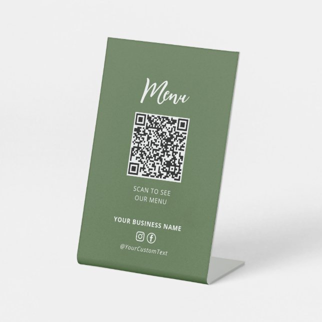 Modern Restaurants Menu QR code Social Media Sign (Front)