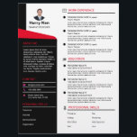 Modern Resume Template Customizable Photo RED CV Letterhead<br><div class="desc">Modern Resume Template Customizable Photo RED CV Letterhead</div>