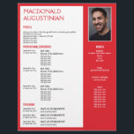 Modern RESUME TEMPLATE Customizable Photo RED Letterhead<br><div class="desc">Modern, stylish RESUME TEMPLATE LETTERHEAD with CUSTOMIZABLE photo. Design shows main heading with placeholder name, and colored RED side panel and border, plus your contact details. Simply add your details and upload your (same-shaped) photo for a professional looking resume. Ideal if you are making multiple graduate applications. Available in other...</div>