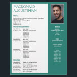 Modern RESUME TEMPLATE Customizable Photo TEAL Letterhead<br><div class="desc">Modern, stylish RESUME TEMPLATE LETTERHEAD with CUSTOMIZABLE photo. Design shows main heading with placeholder name, and colored TEAL GREEN side panel which includes your contact details. Simply add your details and upload your (same-shaped) photo for a professional looking resume. Ideal if you are making multiple job applications. Available in other...</div>