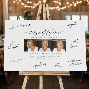Modern Retirement 3 Photo Guest Book Signature Foam Board