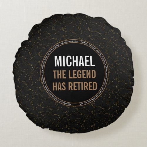 MODERN Retirement black marble name  Round Pillow