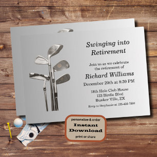Modern Retirement Golf Sport Golfclubs Invitation
