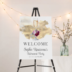 Modern Retirement Party Champagne Glitter Floral Foam Board