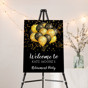Modern Retirement Party Gold Black Balloons  Foam  Board
