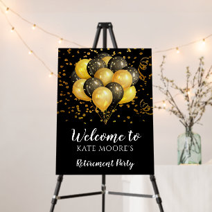 Modern Retirement Party Gold Black Balloons Foam Foam Board