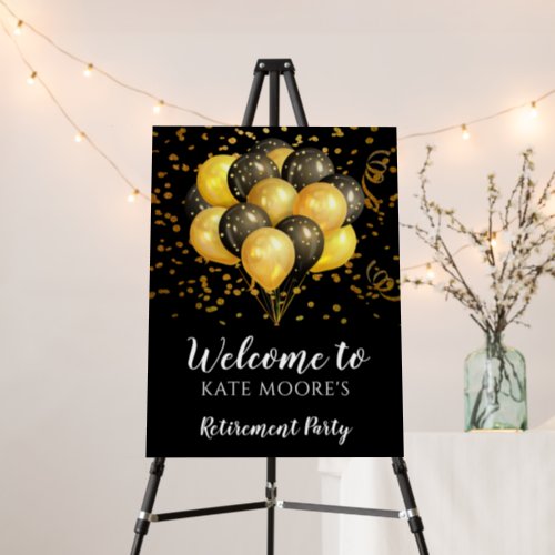 Modern Retirement Party Gold Black Balloons  Foam  Foam Board