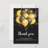 Modern Retirement Party Gold Black Glitter Thank Y