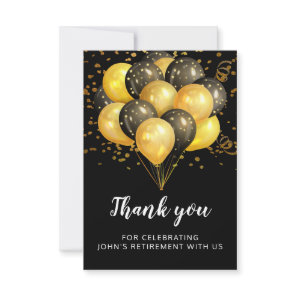 Modern Retirement Party Gold Black Glitter Thank Y You Card