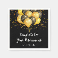 Modern Retirement Party Gold Black