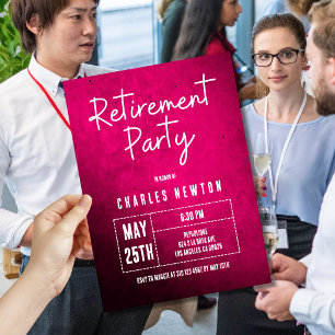 Modern Retirement Party Invite Magenta Gradient