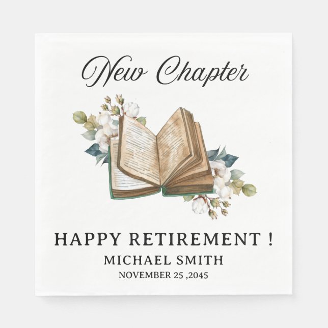 Modern Retirement Party Napkins (Front)