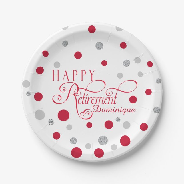 Modern Retirement Party Plates 7 Inch Paper Plate (Front)