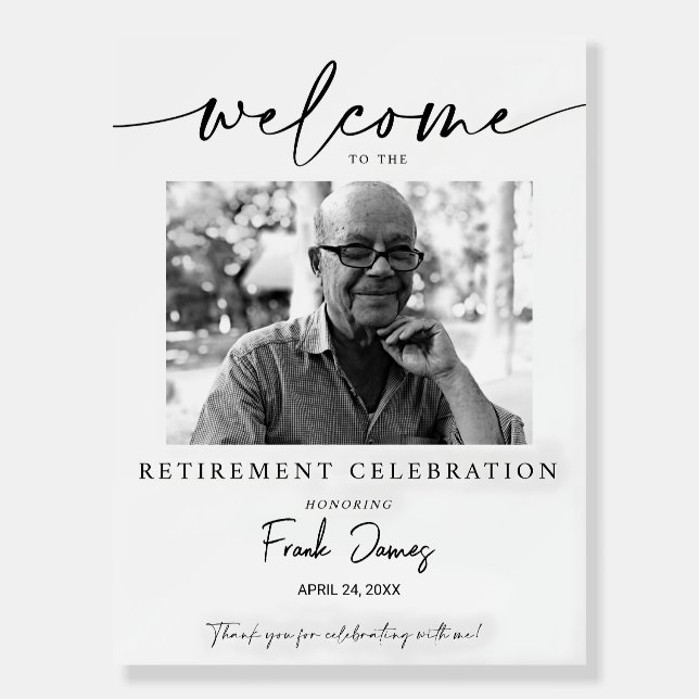 Modern Retirement Party Welcome Sign, Minimal  Foam Board (Front)